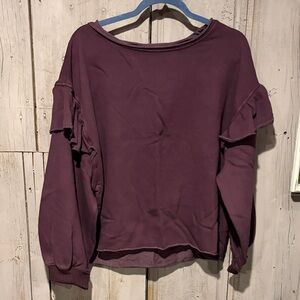Aerie Plum Ruffle Sleeve Sweatshirt